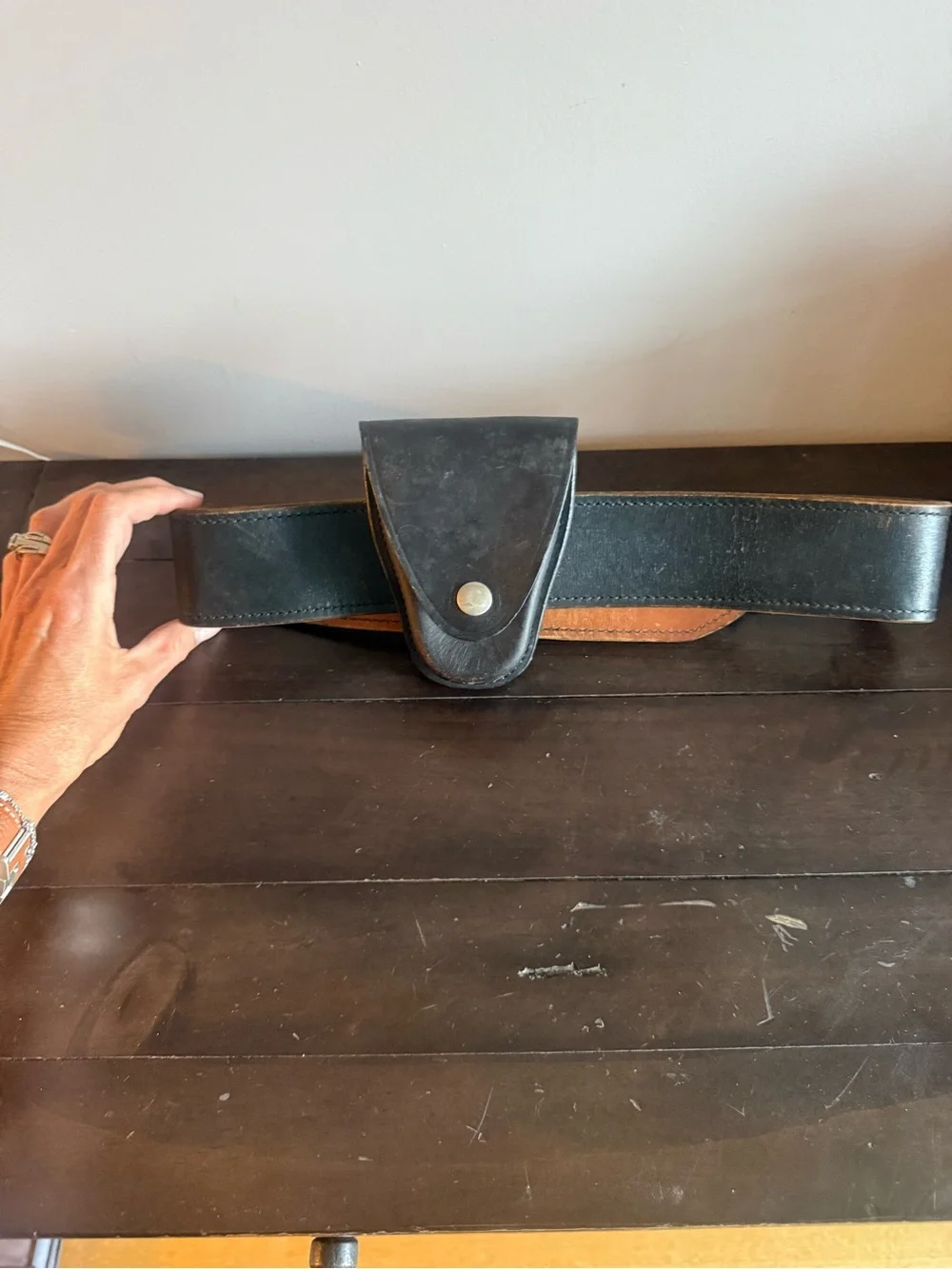 Vintage Don Hume B70 Black Leather Police Duty Belt Size 38 USA Made